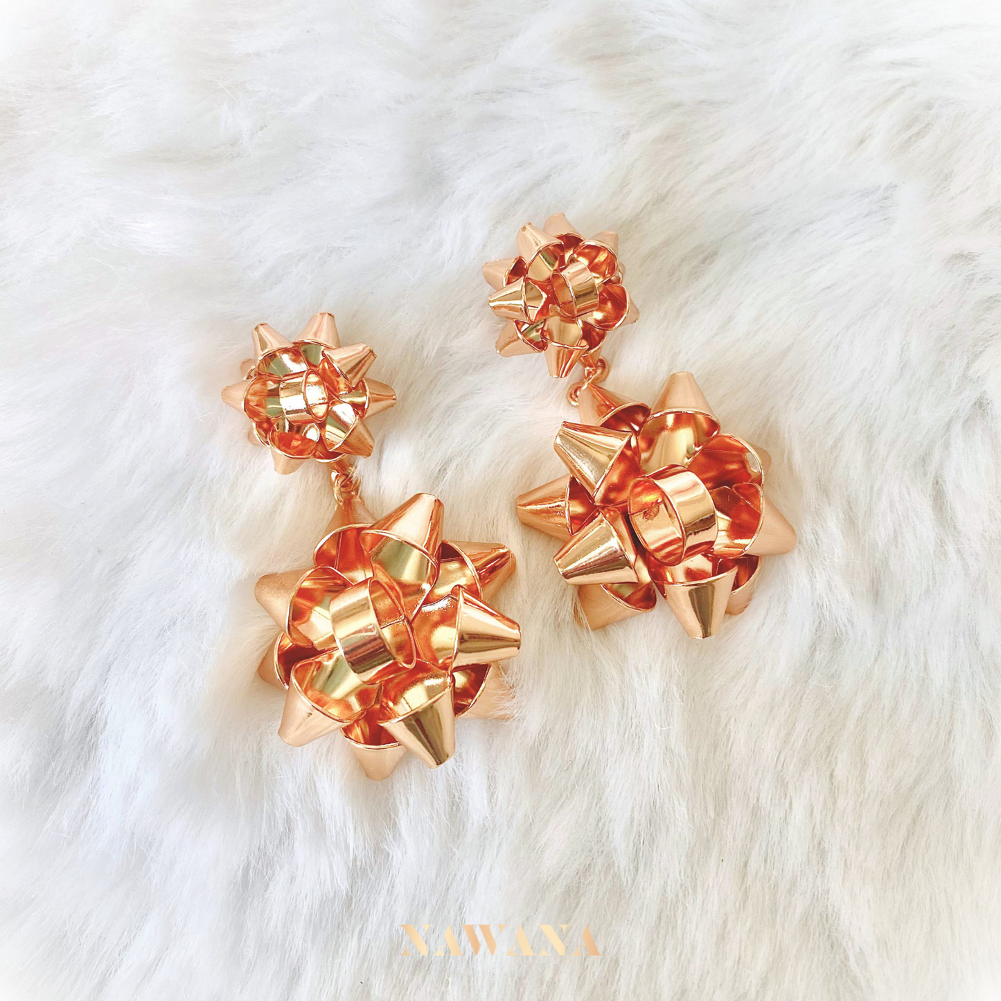 RG Gift Ribbon Earrings (로즈 골드 리본)